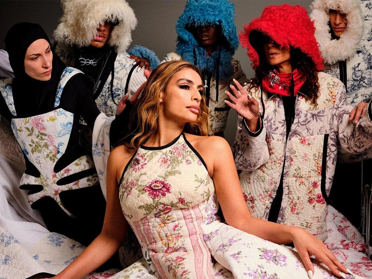 This powerful photograph from the Hard Drive campaign visually translates Serre’s commitment to radical transparency by featuring garments made from repurposed household items like floral quilts demonstrating her materials led design process is the actual activism not just a surface level statement.