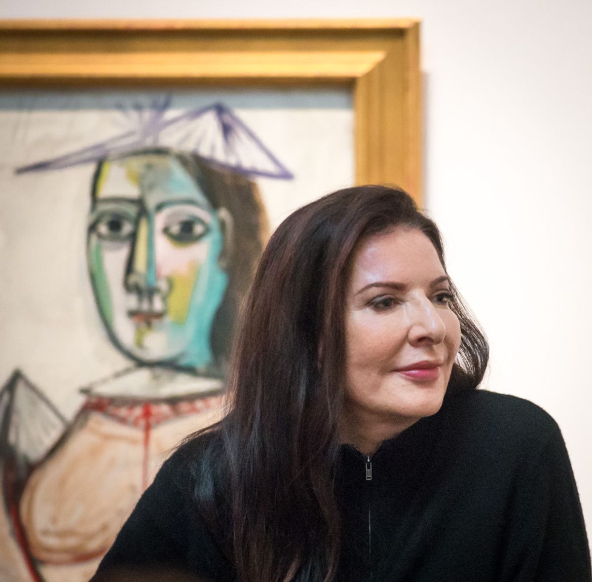 Marina Abramović photographed in Stockholm in 2017, her enduring public presence representing the institutional authority the Balloon Museum borrows for its inaugural show.
