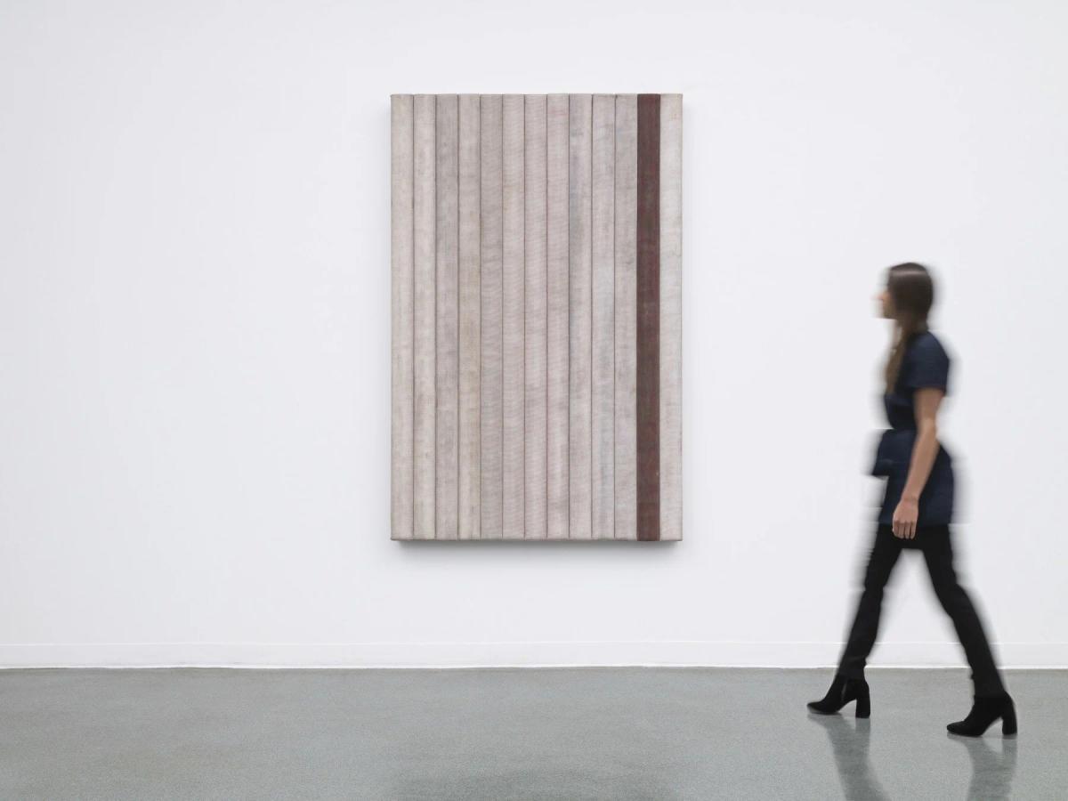  While Sanctuary Sounding Board uses materials from a church, this piece, American Flag Study (2019), demonstrates the same artistic principle. Here, Gates uses another material dense with history, decommissioned fire hoses, to imbue the work with the memory of civic struggle and resilience, transforming it into a sacred text. 