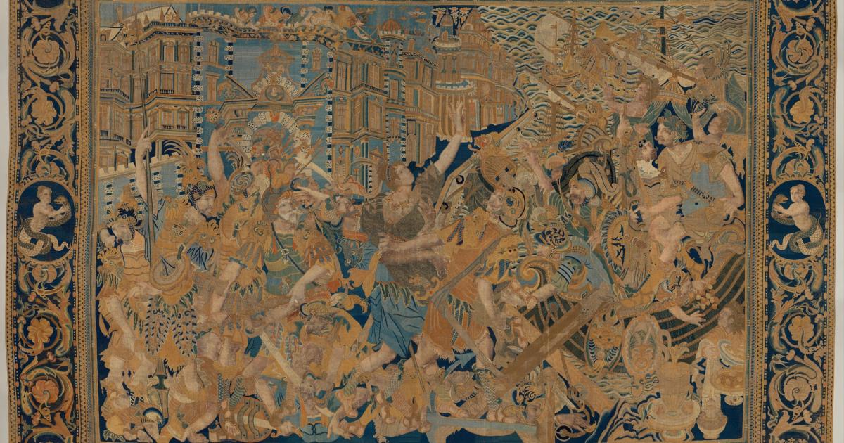 The Abduction of Helen, a tapestry print from a series illustrating the Story of Troy, ca. 1625, Bernard Salomon, Metropolitan Museum of Art.