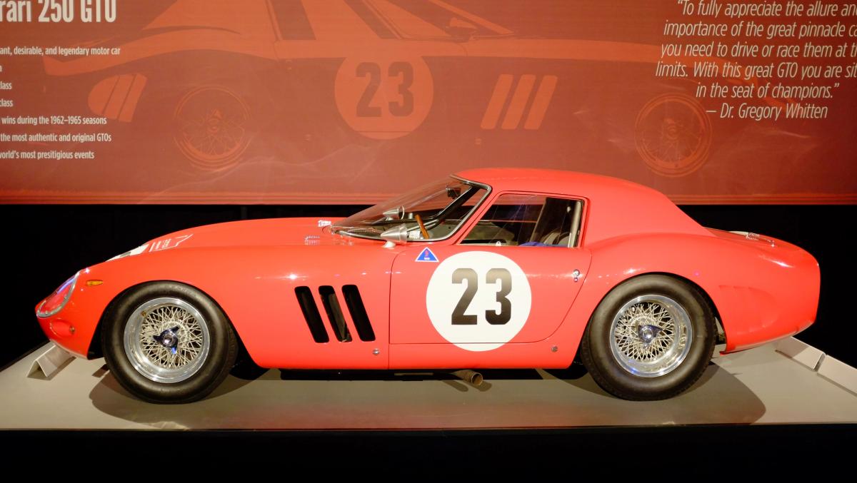 A Ferrari 250 GTO offered at an RM Sothebys auction during Monterey Car Week