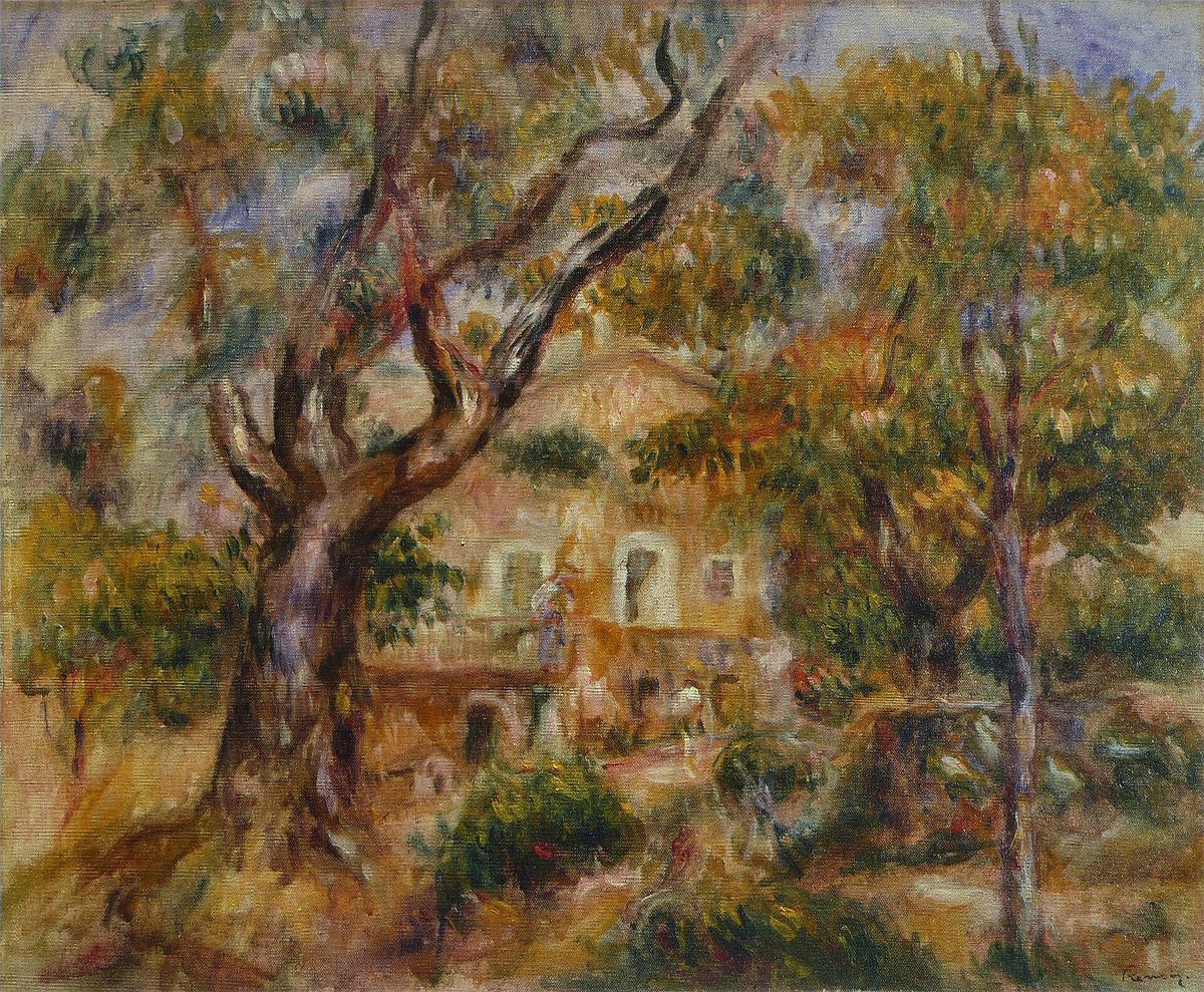 Renoir's painting of the farm at Les Collettes, showing the olive terraces of the estate.