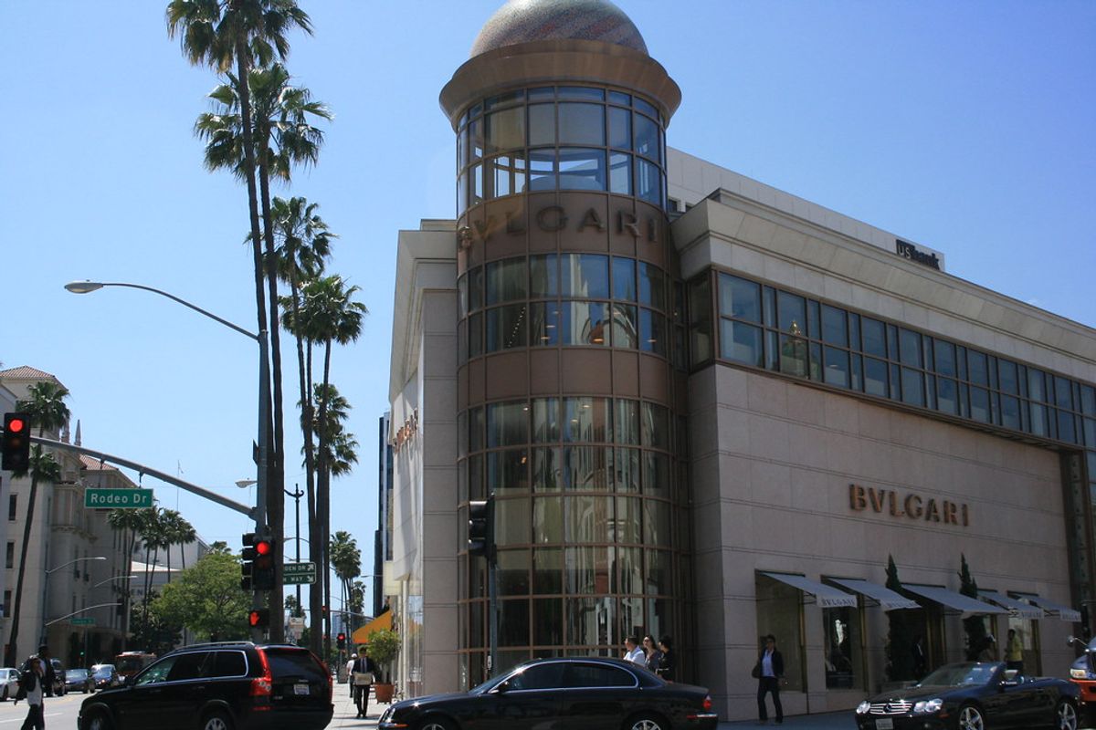 A Bulgari boutique on Rodeo Drive, the luxury retail surface at the top of the supply chain