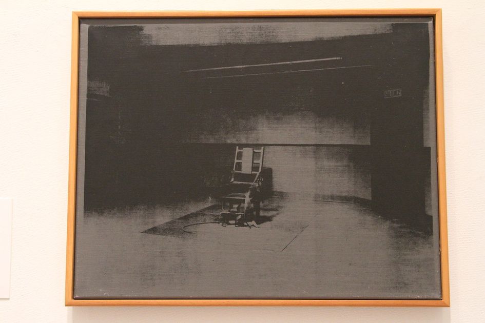 Andy Warhol's Electric Chair (Grey), 1964, a silkscreen from the series Ernesto Esposito first acquired in the early 1970s from Lucio Amelio's Naples gallery