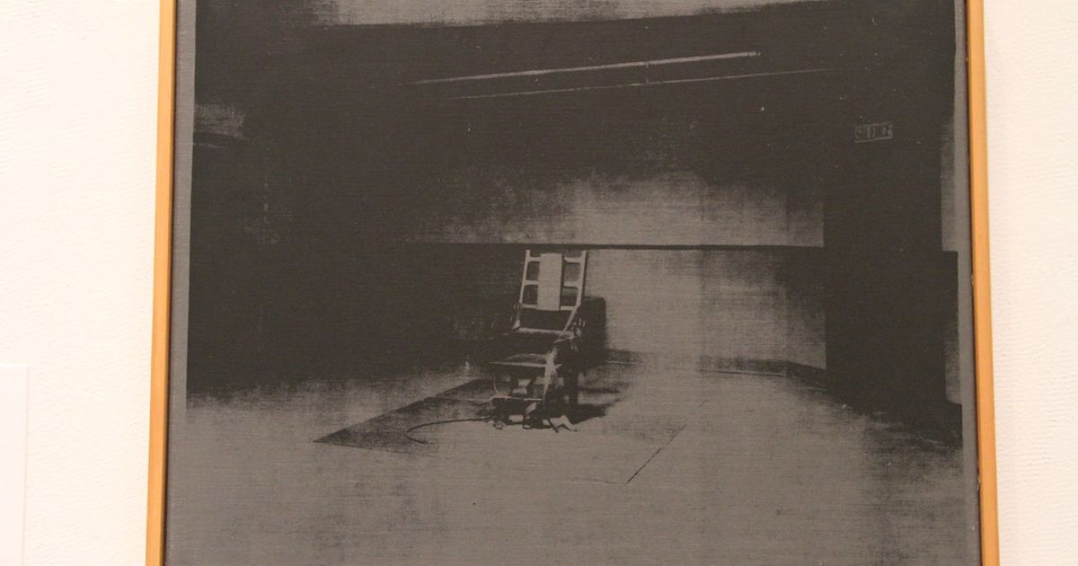 Andy Warhol's Electric Chair (Grey), 1964, a silkscreen from the series Ernesto Esposito first acquired in the early 1970s from Lucio Amelio's Naples gallery