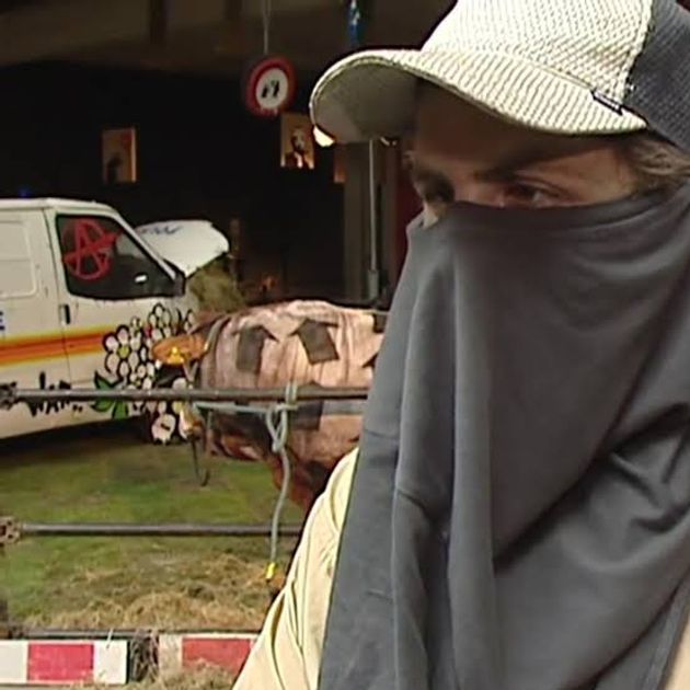 The masked interviewee at the centre of the Banksy misidentification, face covered, identity contested.