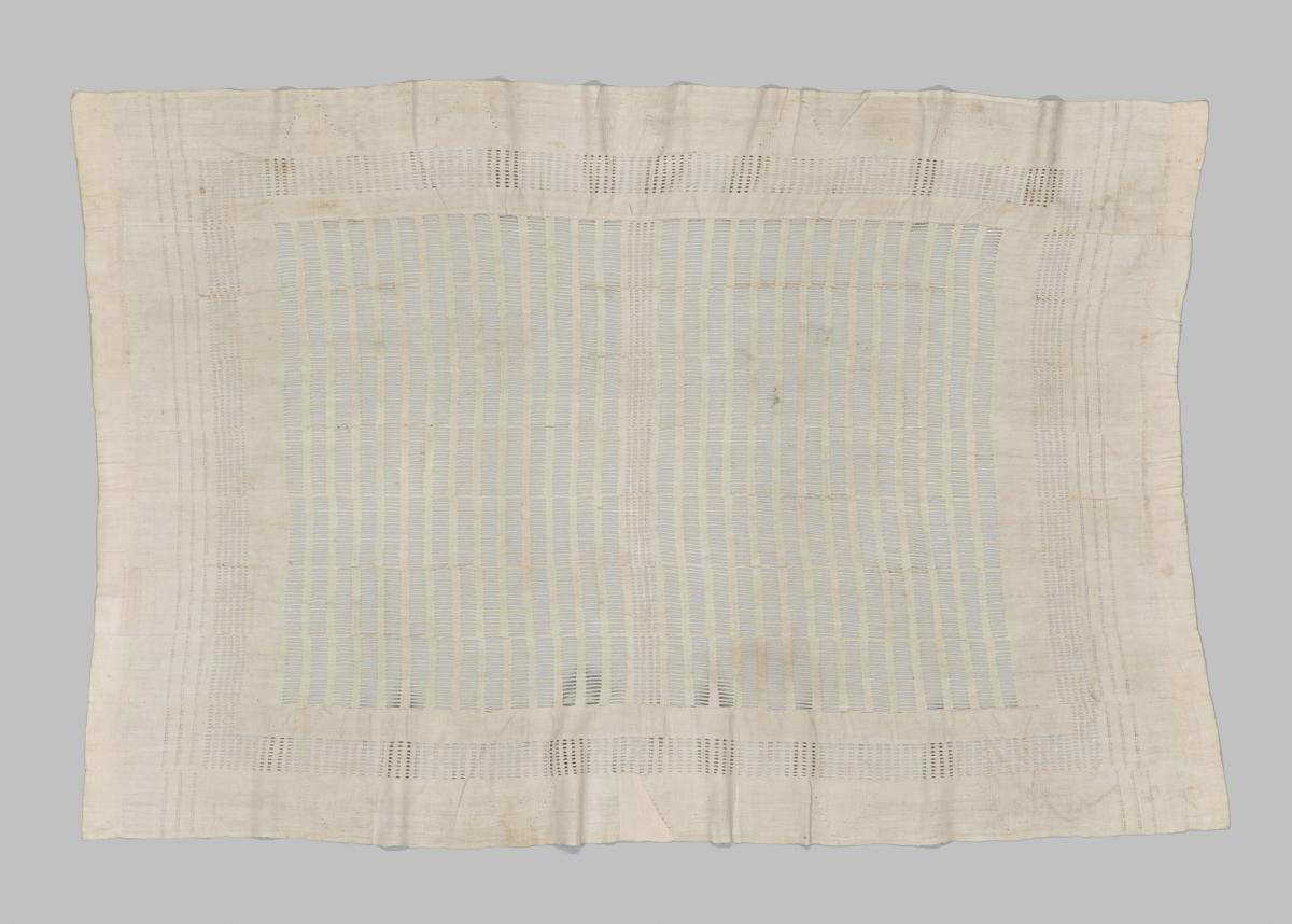 Aso oke, a Yoruba hand-woven prestige cloth from the late 19th century, composed of silk and cotton threads, in the collection of the Metropolitan Museum of Art.