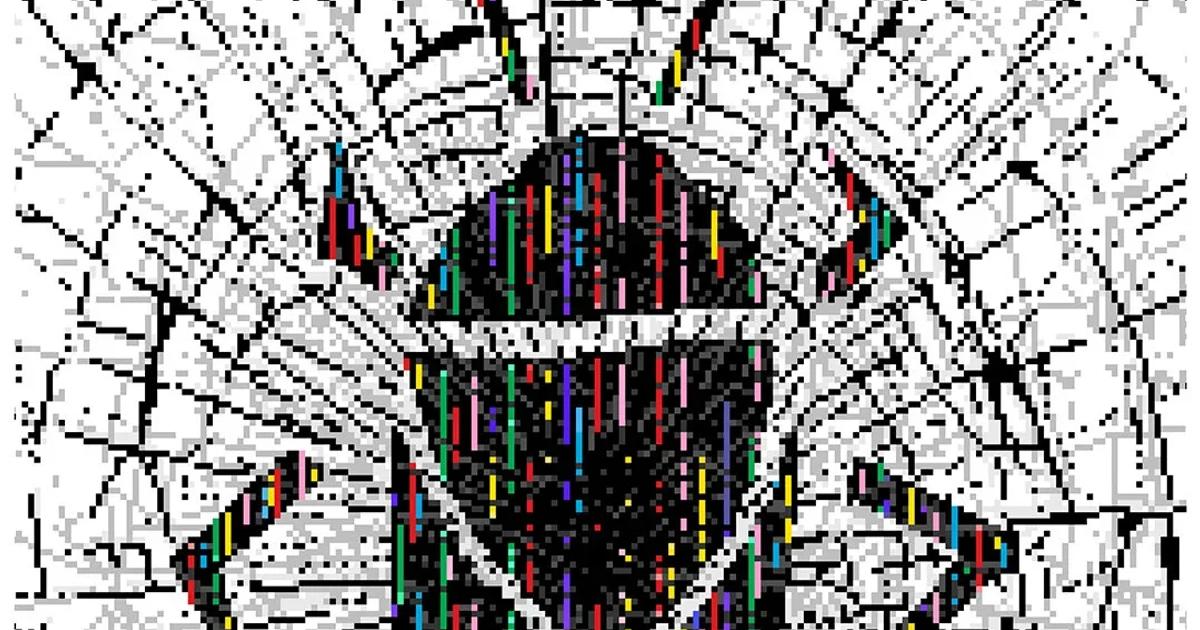 A film poster for Cockroach by Ai Weiwei: a large insect form built from coloured vertical strokes at the centre of a cracked black and white pattern, with Chinese characters below the title.