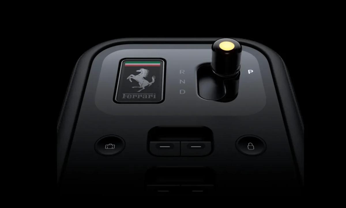 Material testimony materialized at a micro-scale: the Luce's key fob collapses the distance between a high-end automotive artifact and premium consumer hardware. Built with Gorilla Glass and an E Ink display, the object explicitly signals its alignment with the fleeting replacement cycles of Silicon Valley rather than the enduring, heavy permanence of historical Maranello engineering.