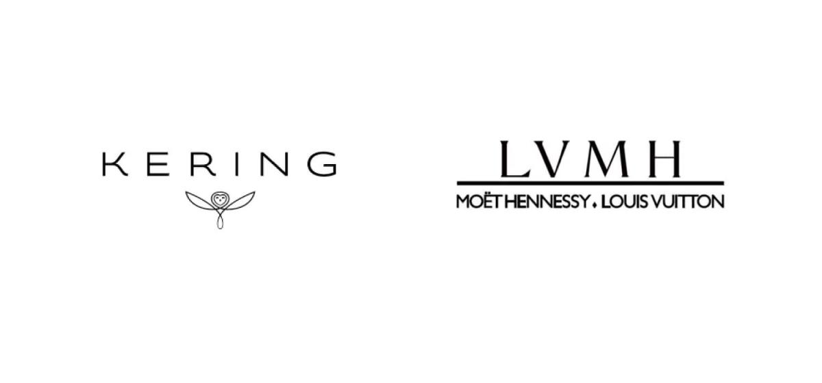 The visual representation of the high fashion oligopoly: LVMH Moët Hennessy Louis Vuitton and Kering. The financial maximization goals of these dominant corporate groups directly drive the Calendar Proliferation model, dismantling the core value proposition of traditional luxury.