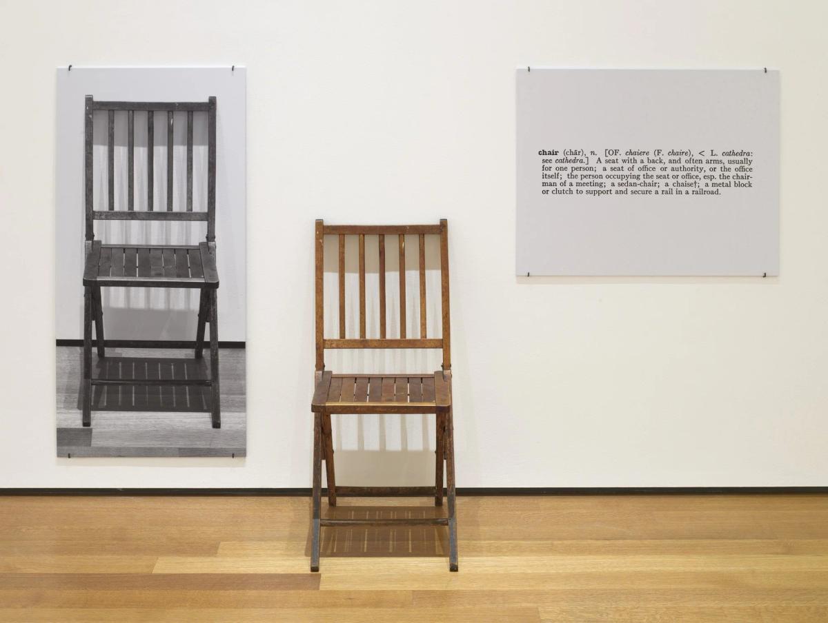 The idea as object: Joseph Kosuth’s One and Three Chairs (1965) validates the P.L.C.F.A. principle of Conceptual Foundation by making the conceptual architecture of the object, not the physical object itself, the focus of the artwork.