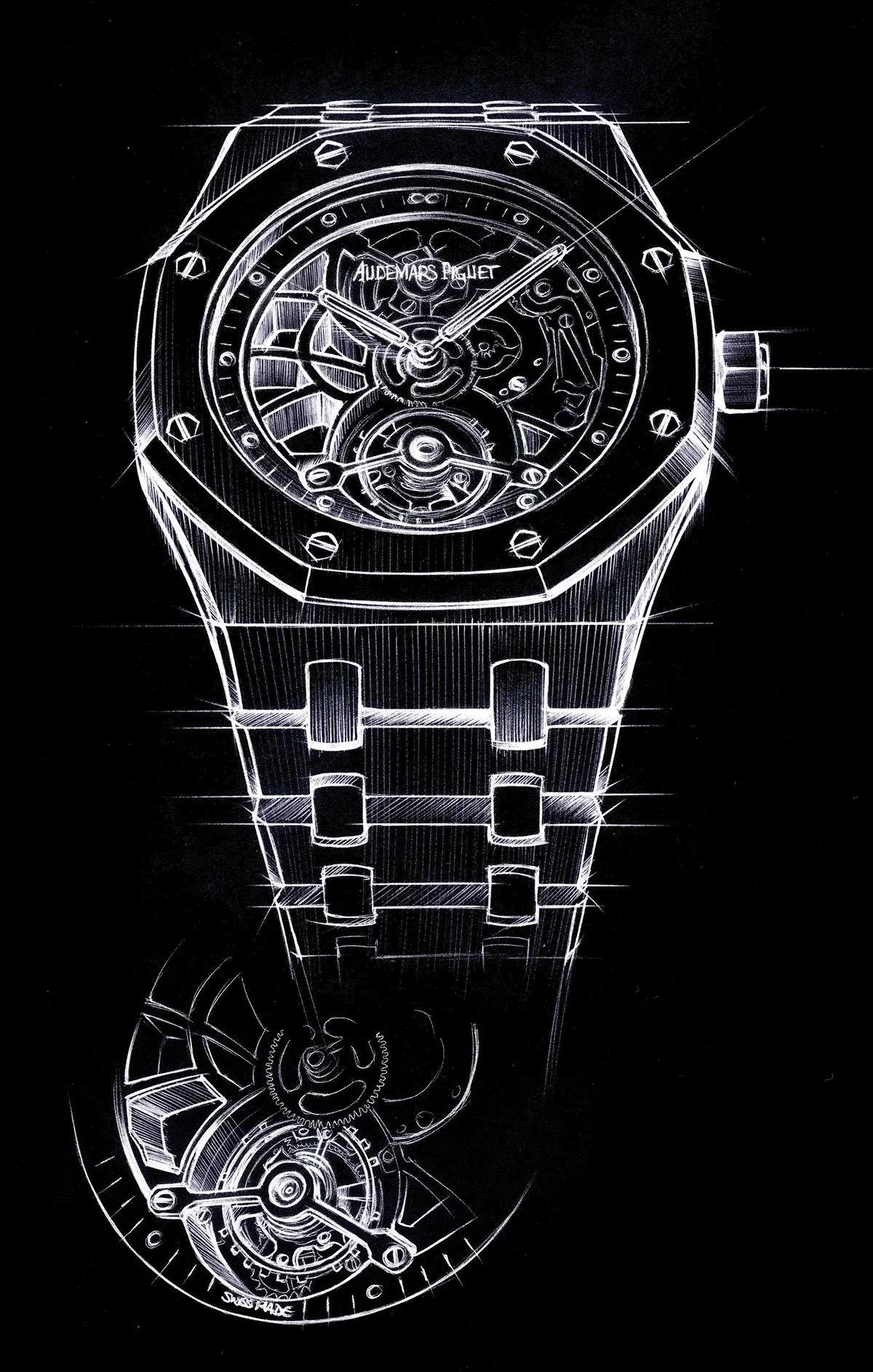 The Residual Archive: A spectral rendering of the Royal Oak. In the PLCFA lens, this represents the Hollowed Object, a design whose silhouette remains legible even as its Material Singularity is extracted and redistributed.