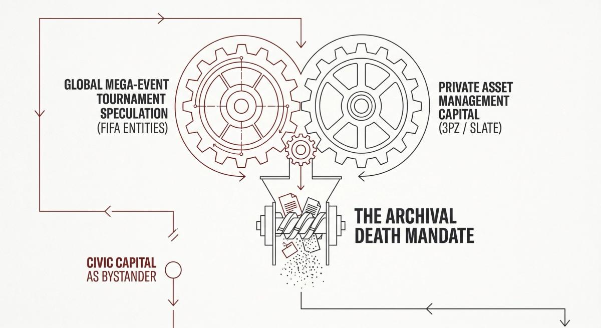  Relocating the agent: The structural alignment of global event federations and asset managers that transforms permanent public art into expendable scenery for the spectacle. 