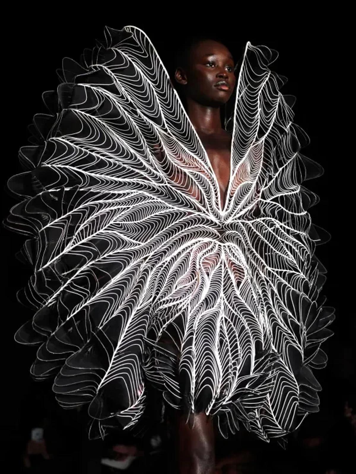 Model on the catwalk Iris van Herpen show, Runway, Fall Winter 2018, Haute Couture Fashion Week, Paris, France - 02 Jul 2018
