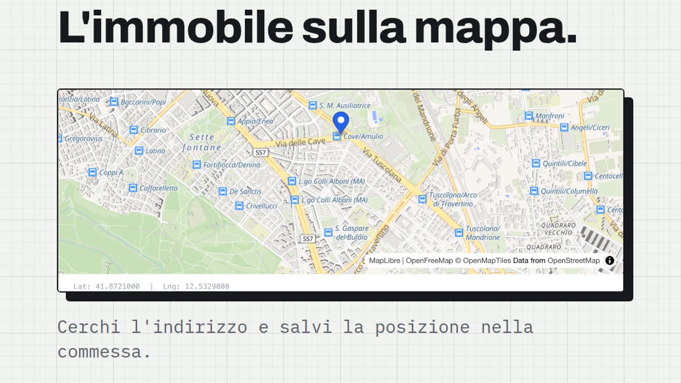 Catasto e mappa dentro la commessa: tutti i dati dell'immobile in un'unica scheda