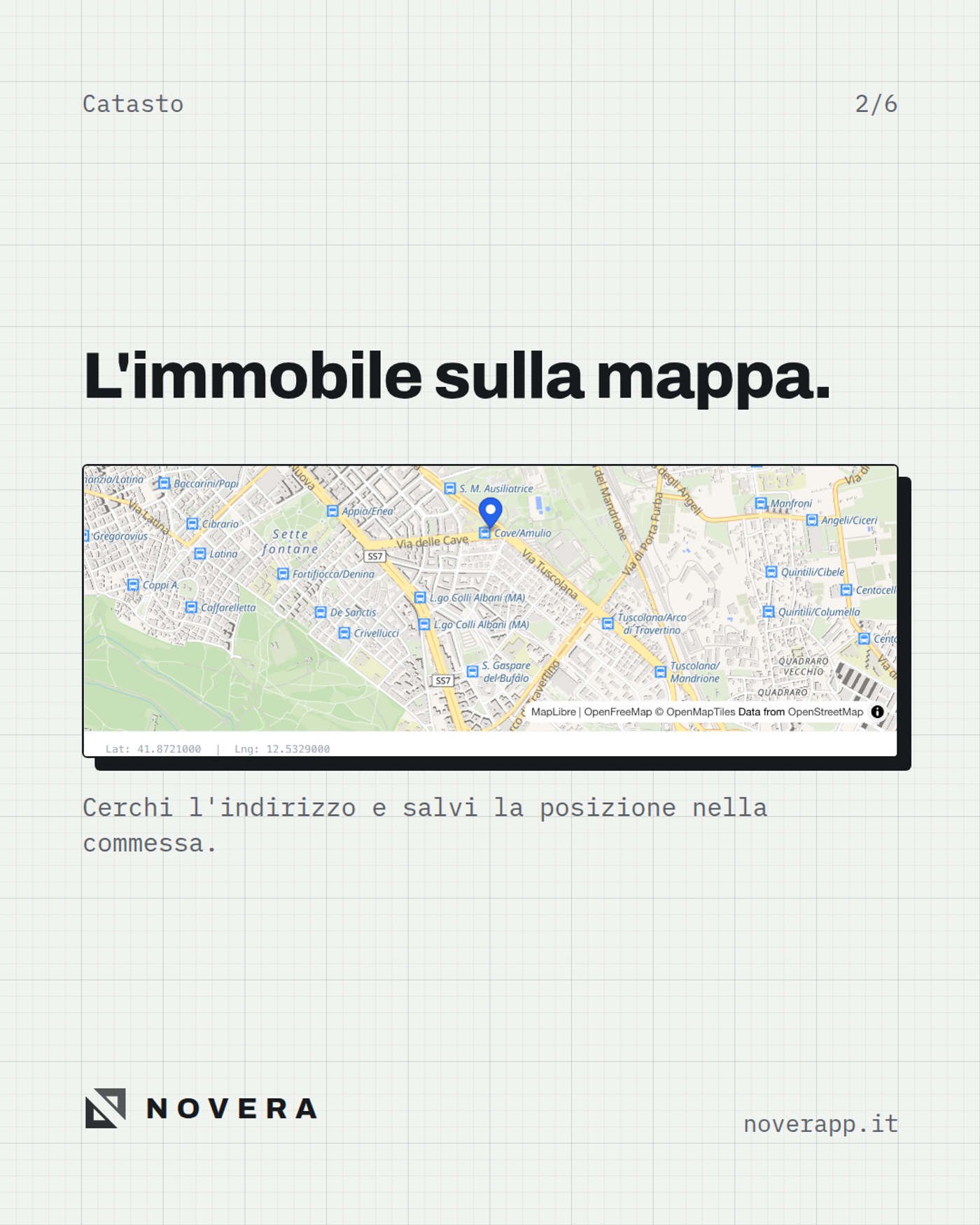 Posizione dell'immobile salvata sulla mappa nella commessa