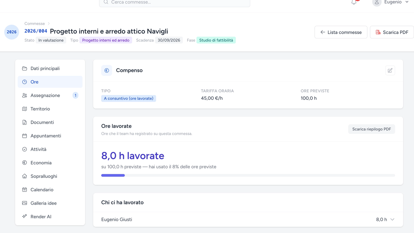 Gestire le ore di una commessa e sapere quanto sta costando