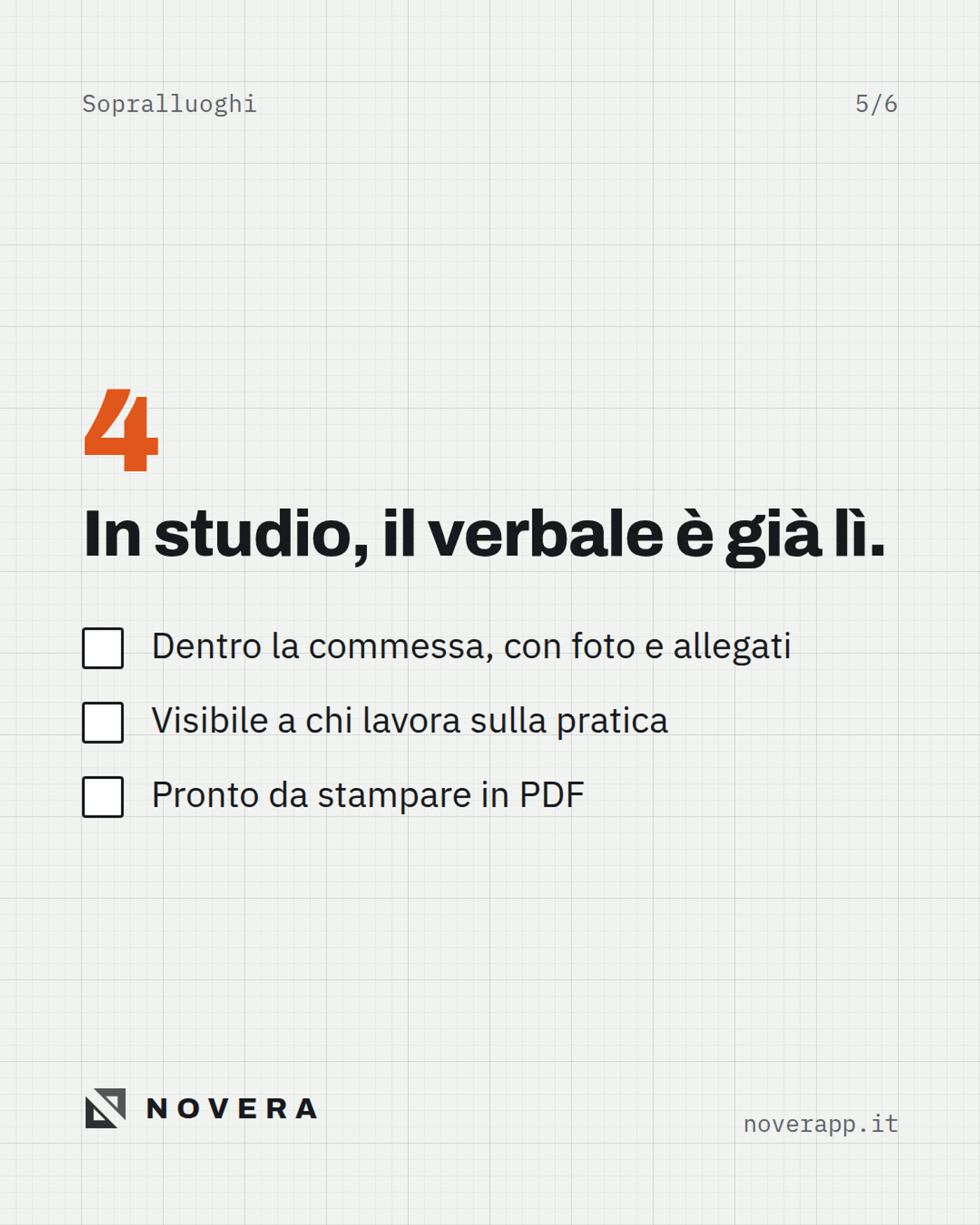 Verbale di sopralluogo nella commessa, pronto da stampare in PDF