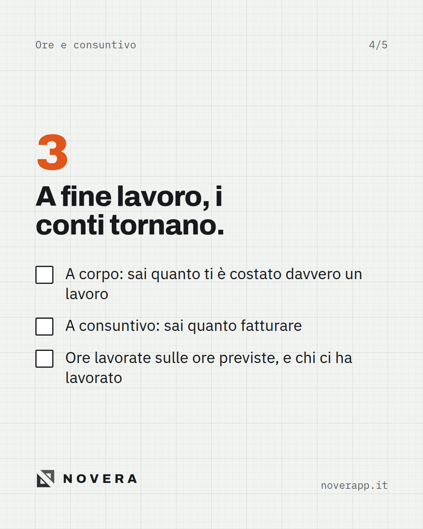 Consuntivo ore a fine lavoro: costo a corpo e importo da fatturare