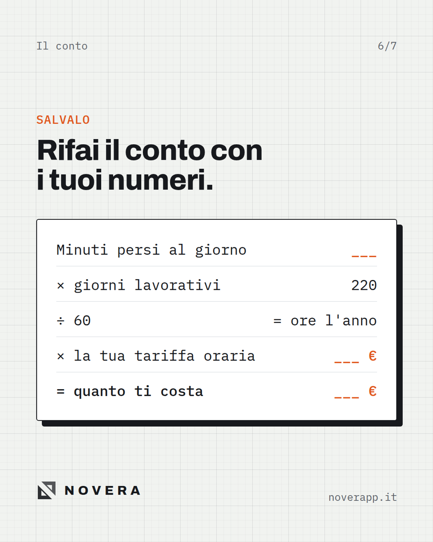 Schema per calcolare quanto ti costa il tempo perso a cercare le cose