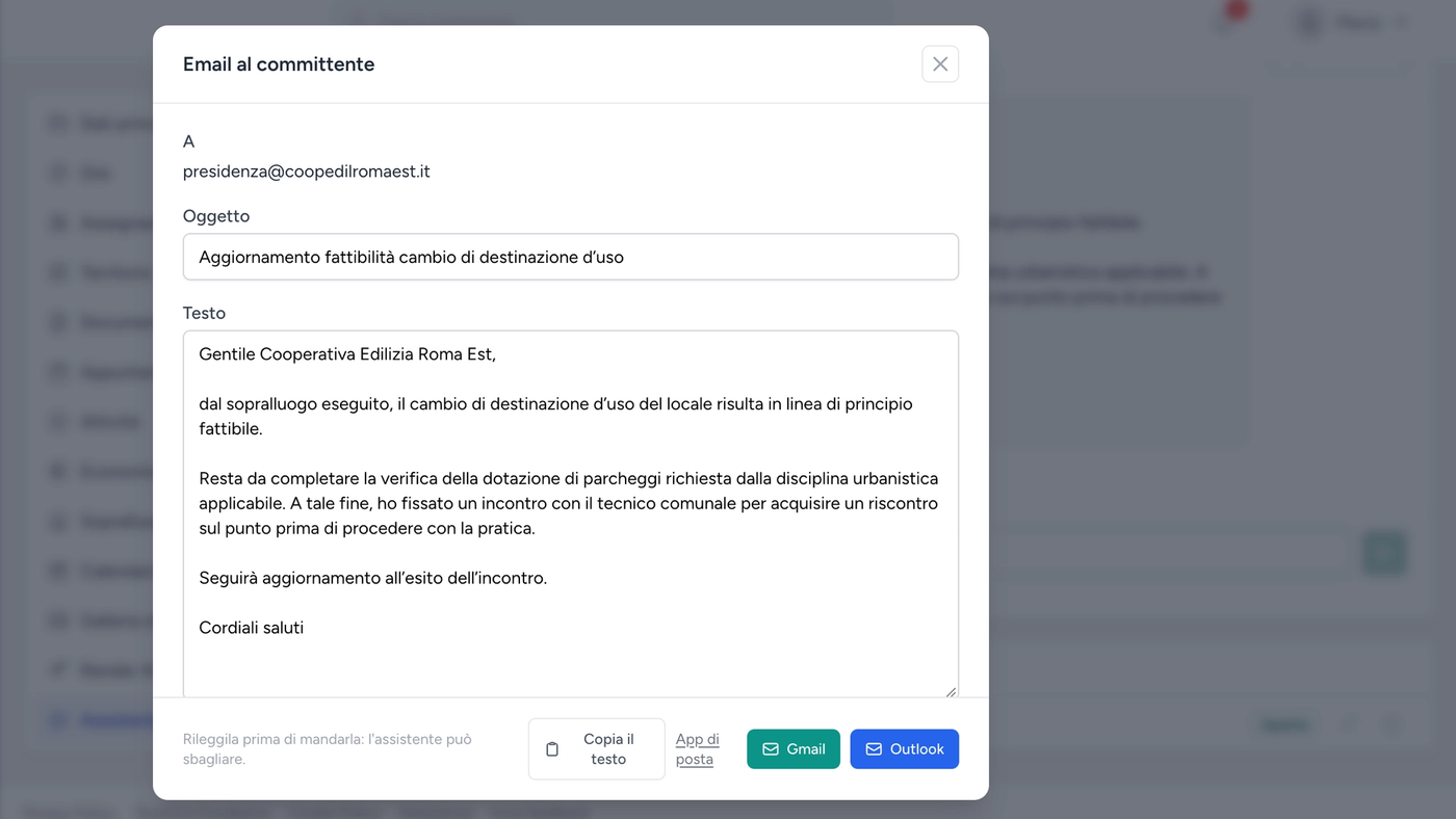 Assistente AI per studi tecnici: l'AI dentro la commessa
