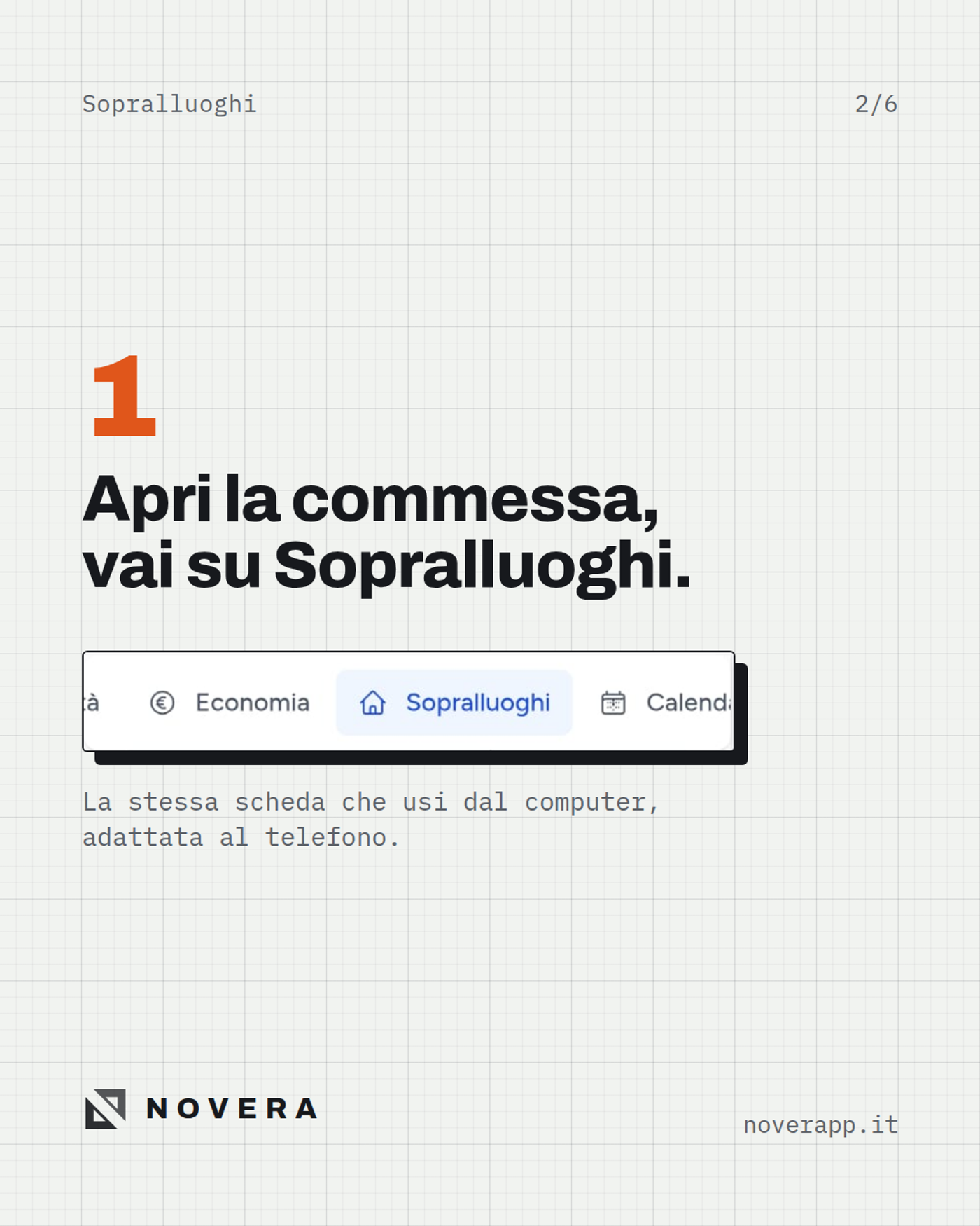 Sezione Sopralluoghi della commessa aperta dal telefono
