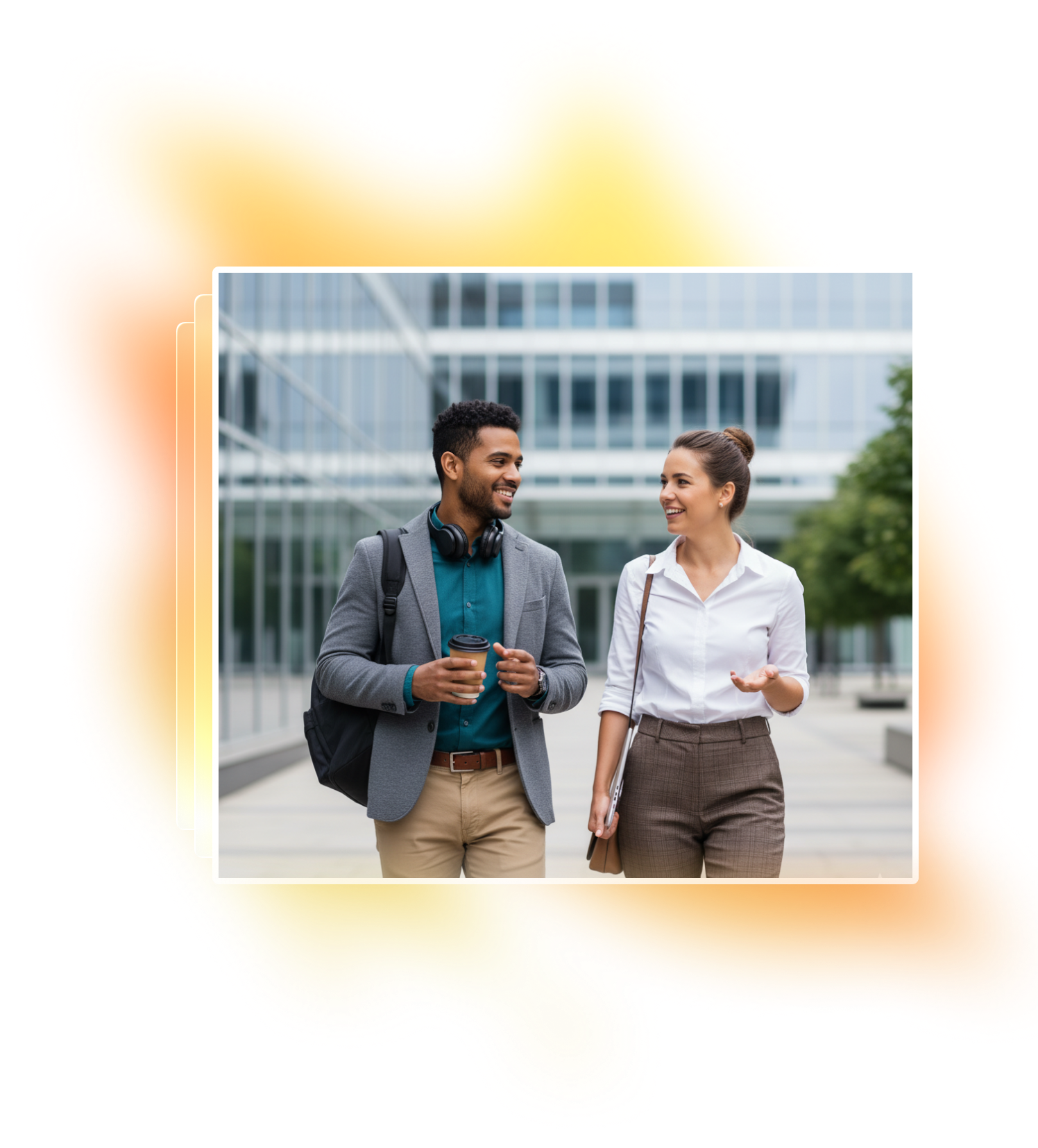 two people walking chatting