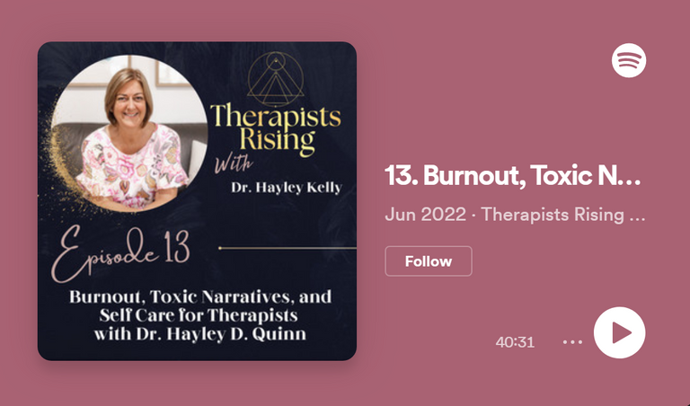 logo saying 'Therapists rising with Dr Hayley Kelly' inside a navy square  a photo of a white woman with shoulder length blonde hair sits on a rose pink rectangle | burnout podcasts | Tempo therapy and consulting