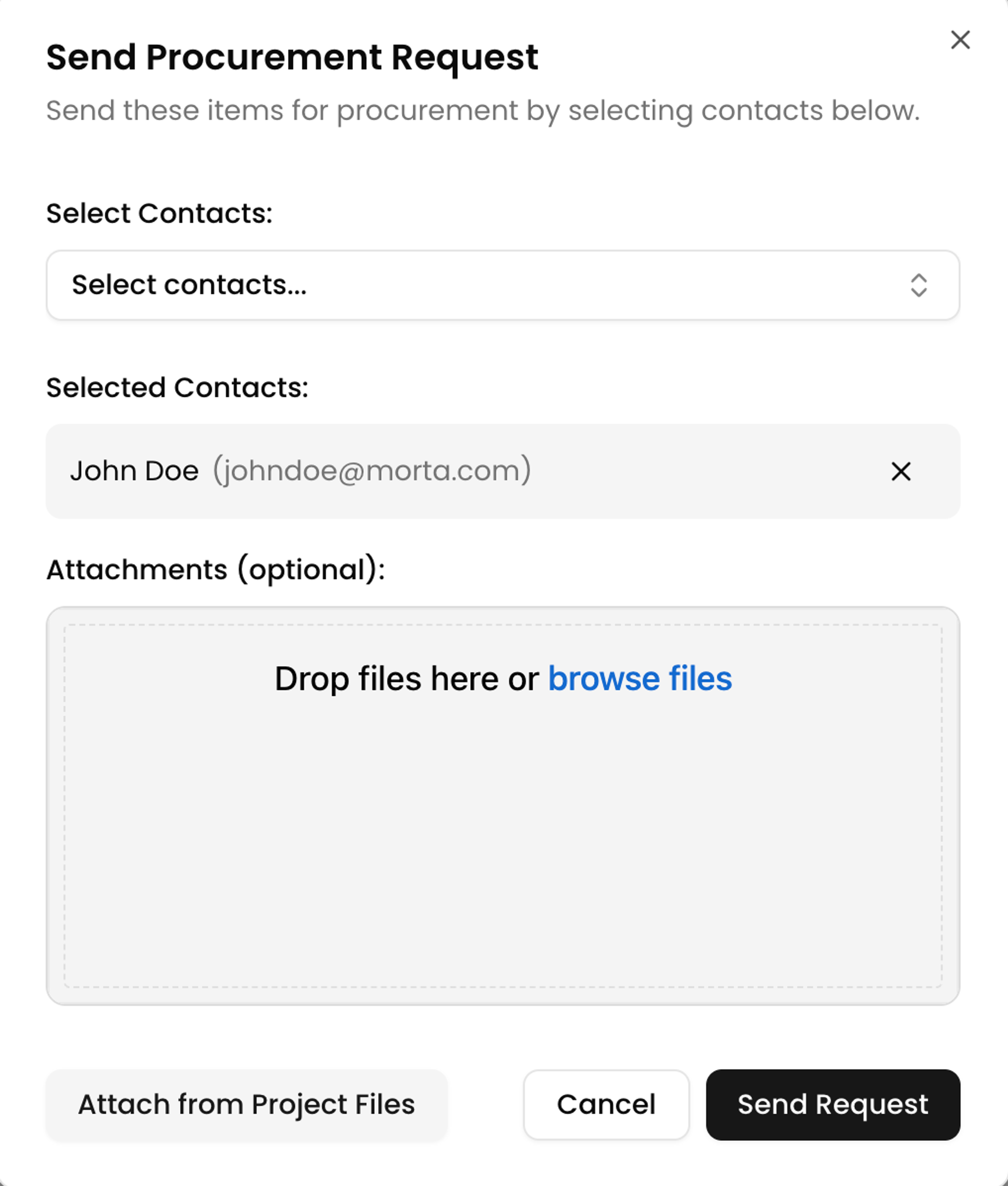 Send Request interface
