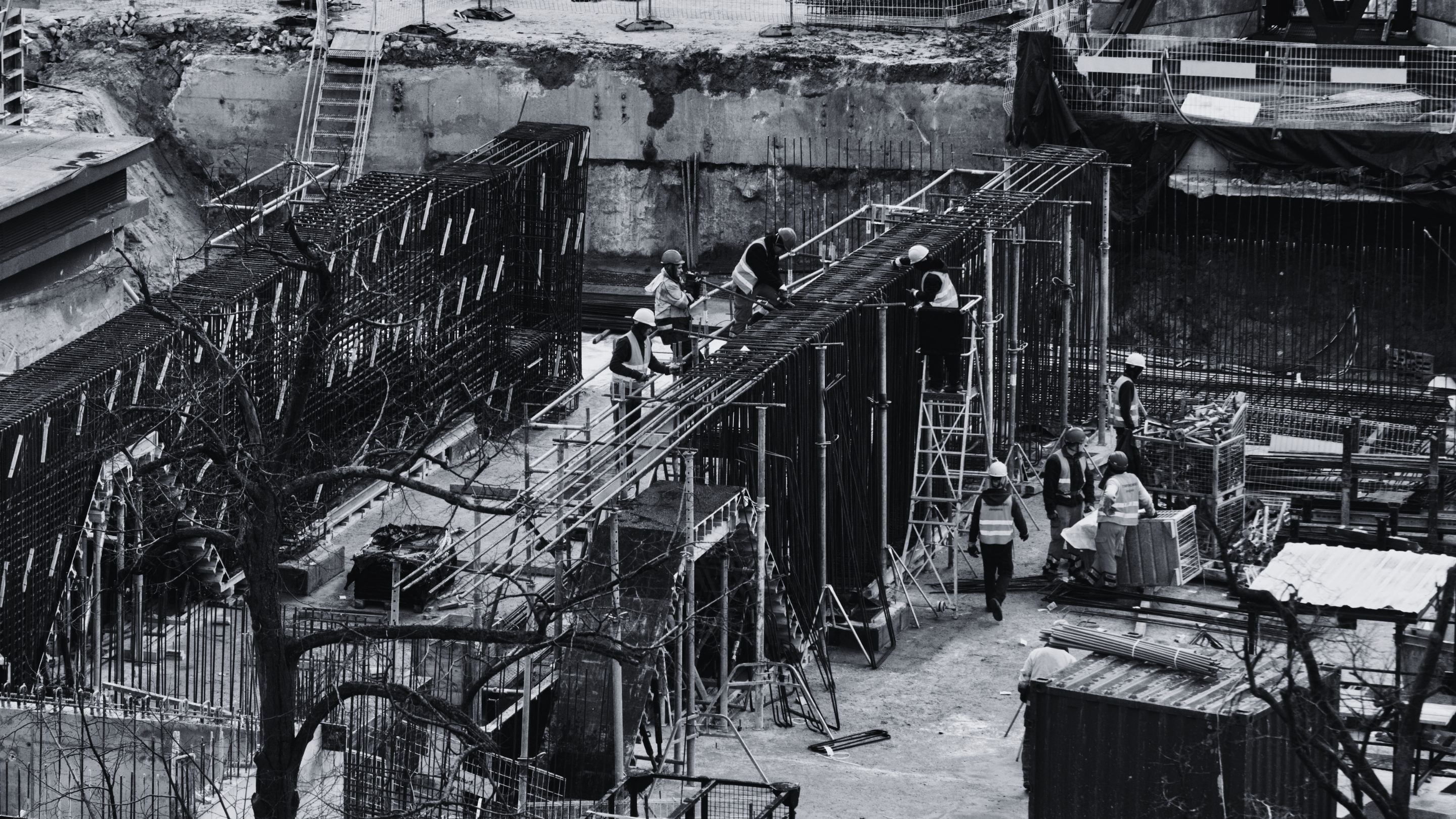 Construction workers building a development