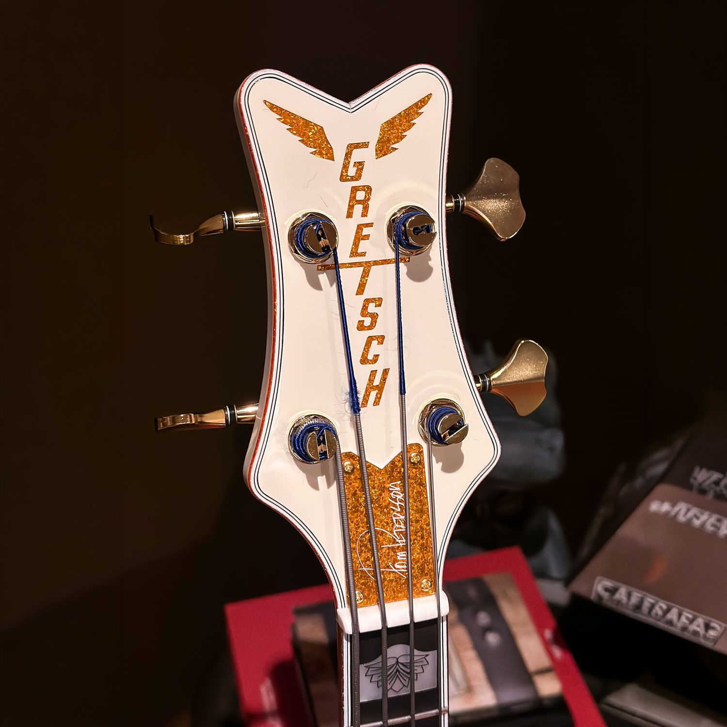 2025 Gretsch Tom Petersson White Falcon headstock