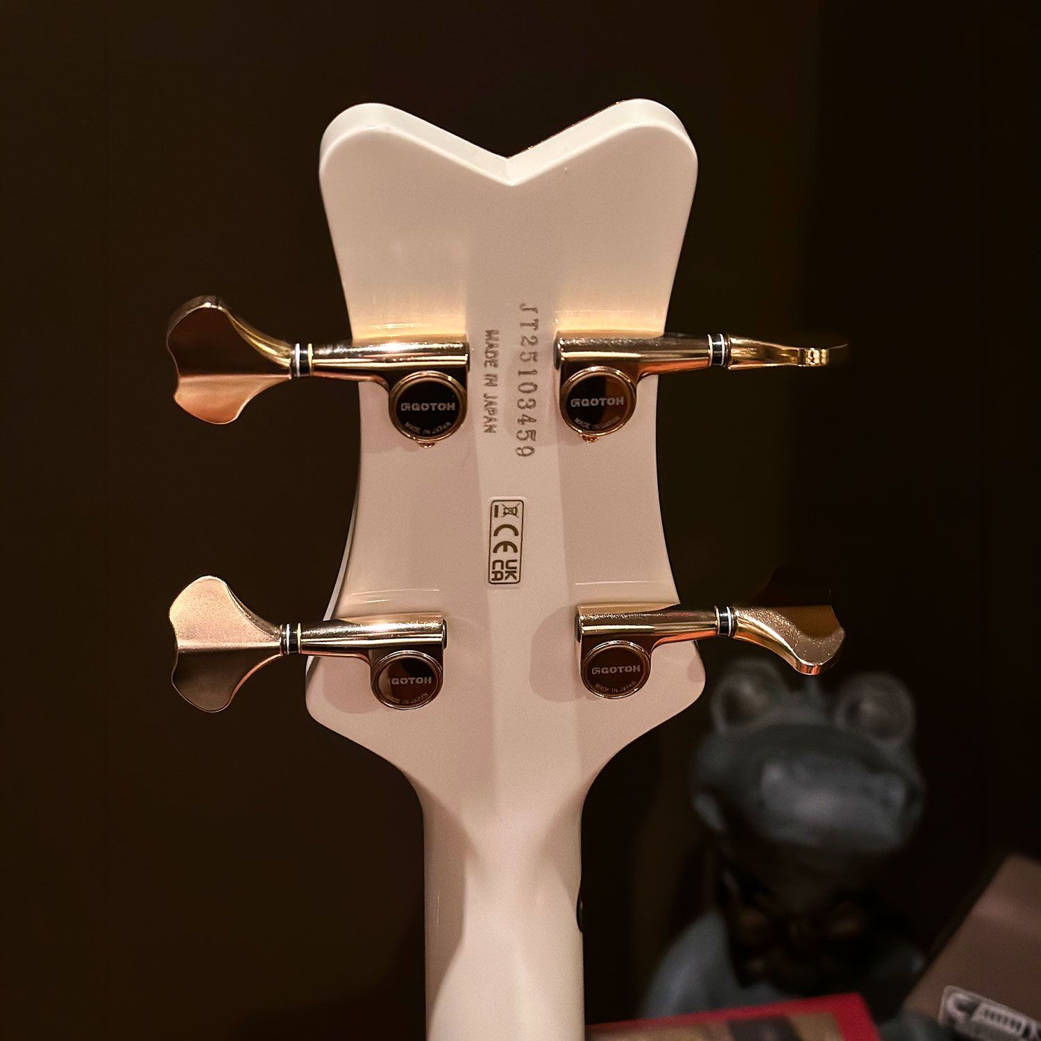 2025 Gretsch Tom Petersson White Falcon headstock back