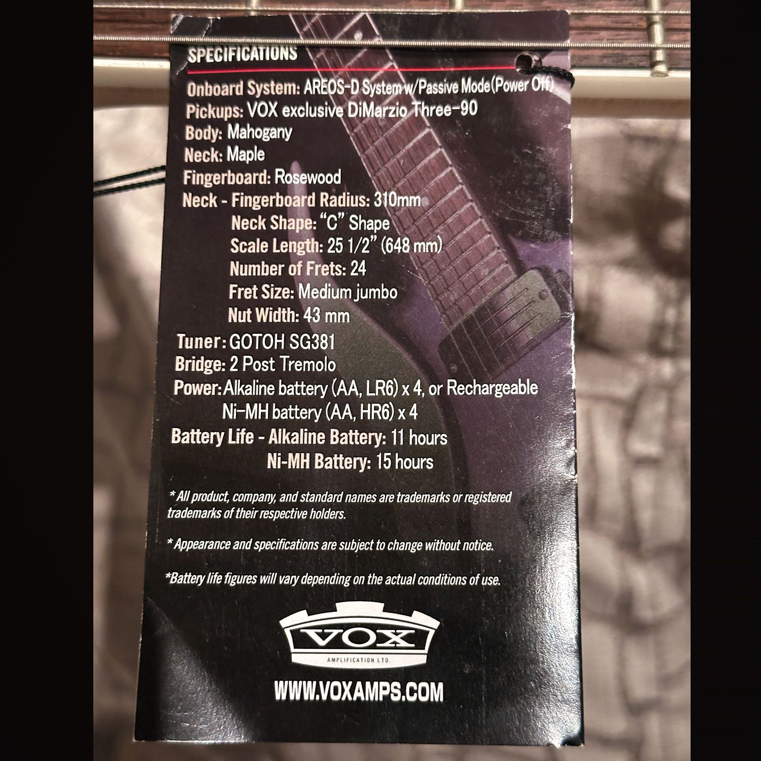 2020 Vox Japan Starstream Type 1-24 with DiMarzio specs