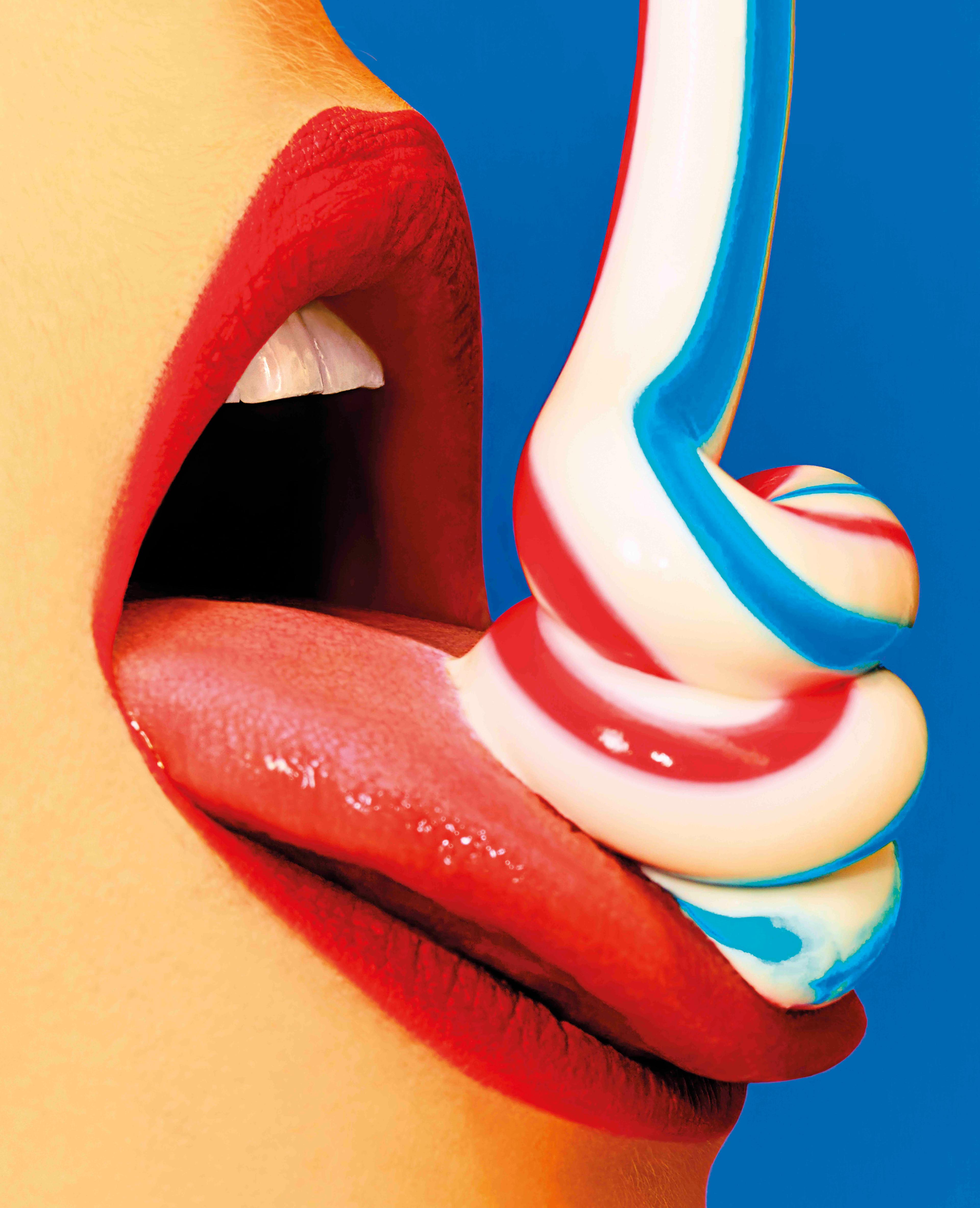 a saturated image of toothpaste on a tongue