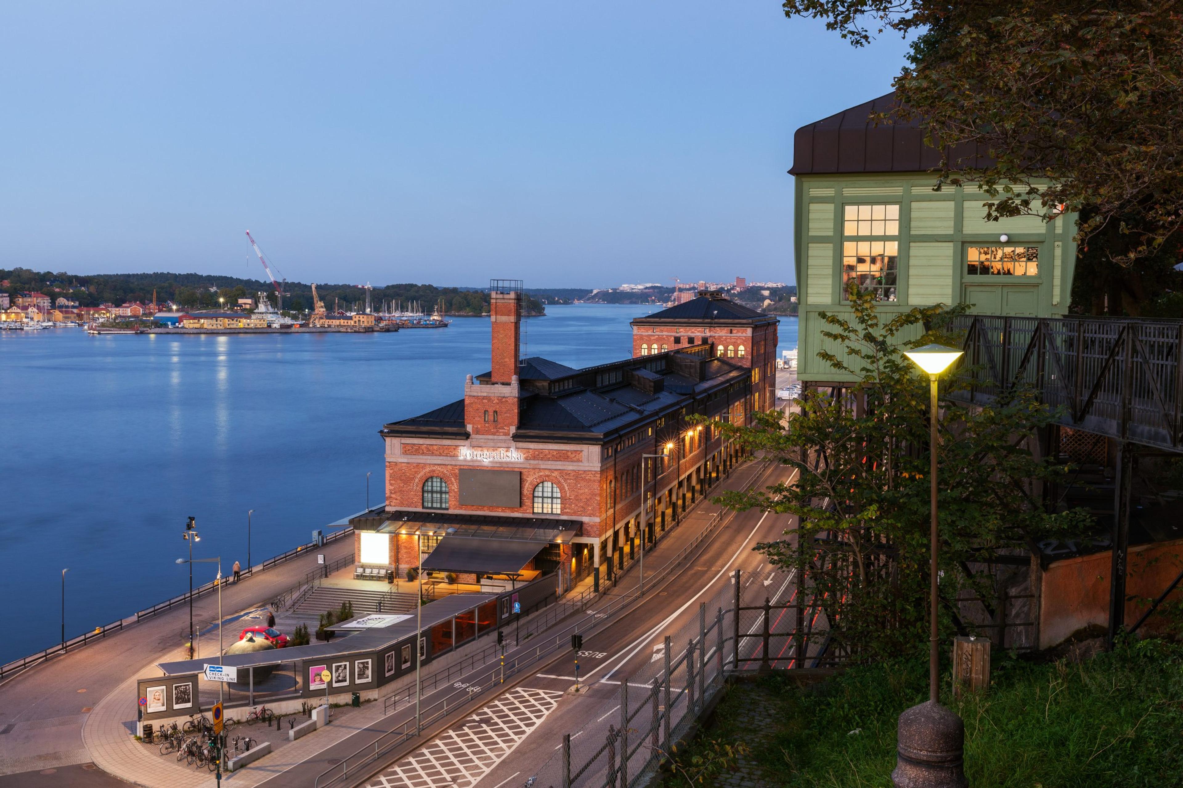 Exterior of Fotografiska Museum Stockholm with Djurgården in background