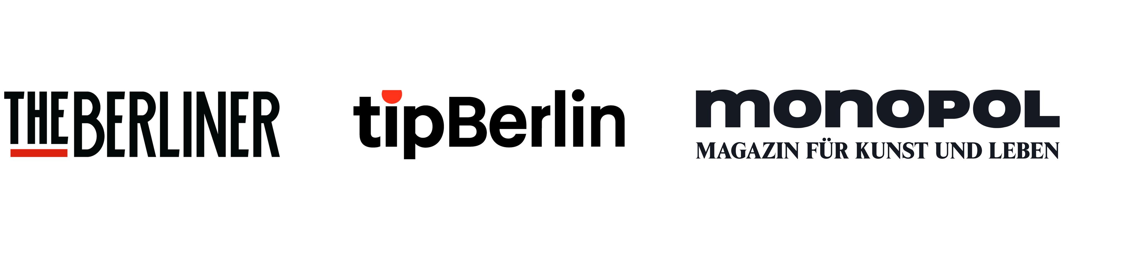 Logos of The Berliner, tip Berlin and monopol Magazin