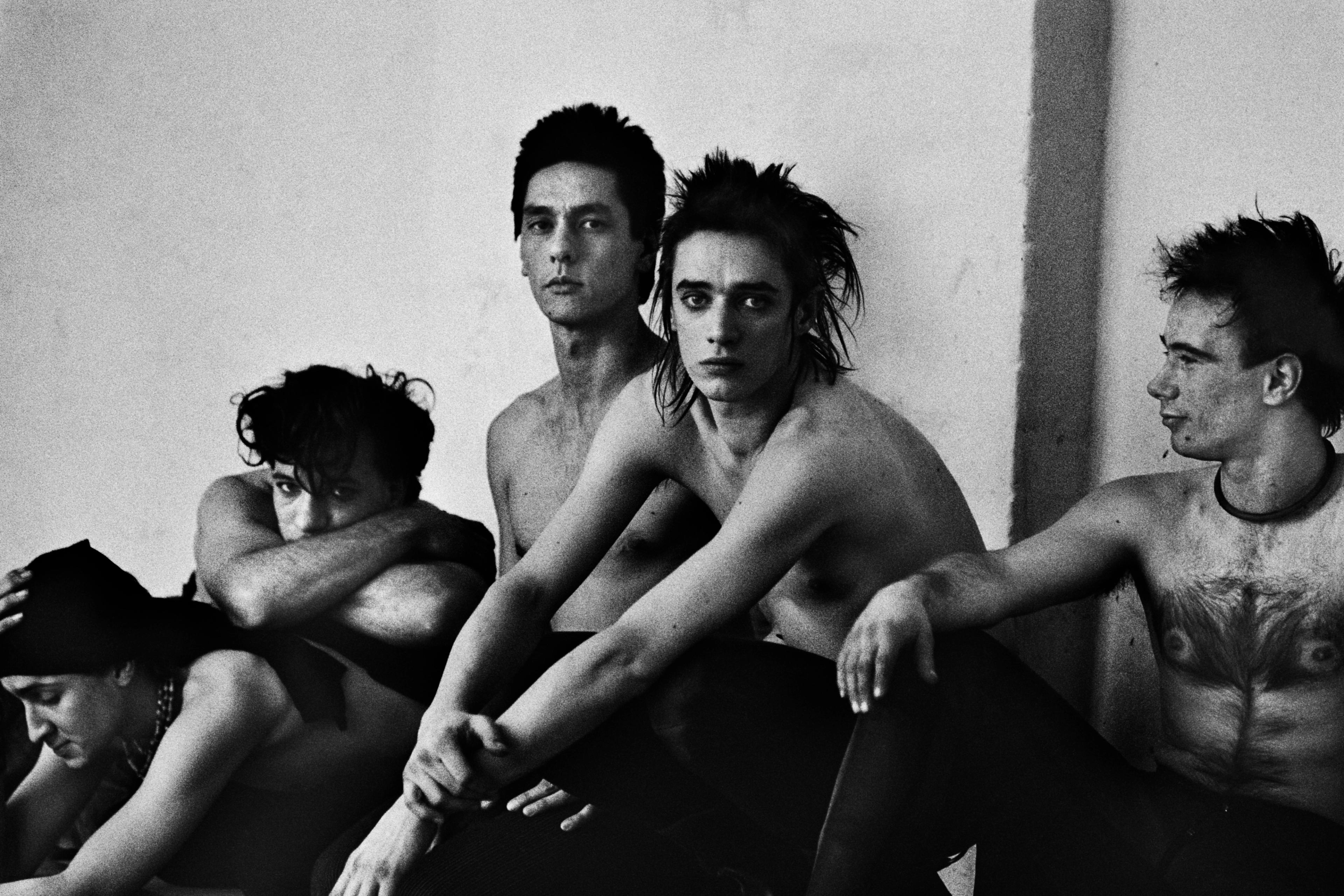 Group of young men topless