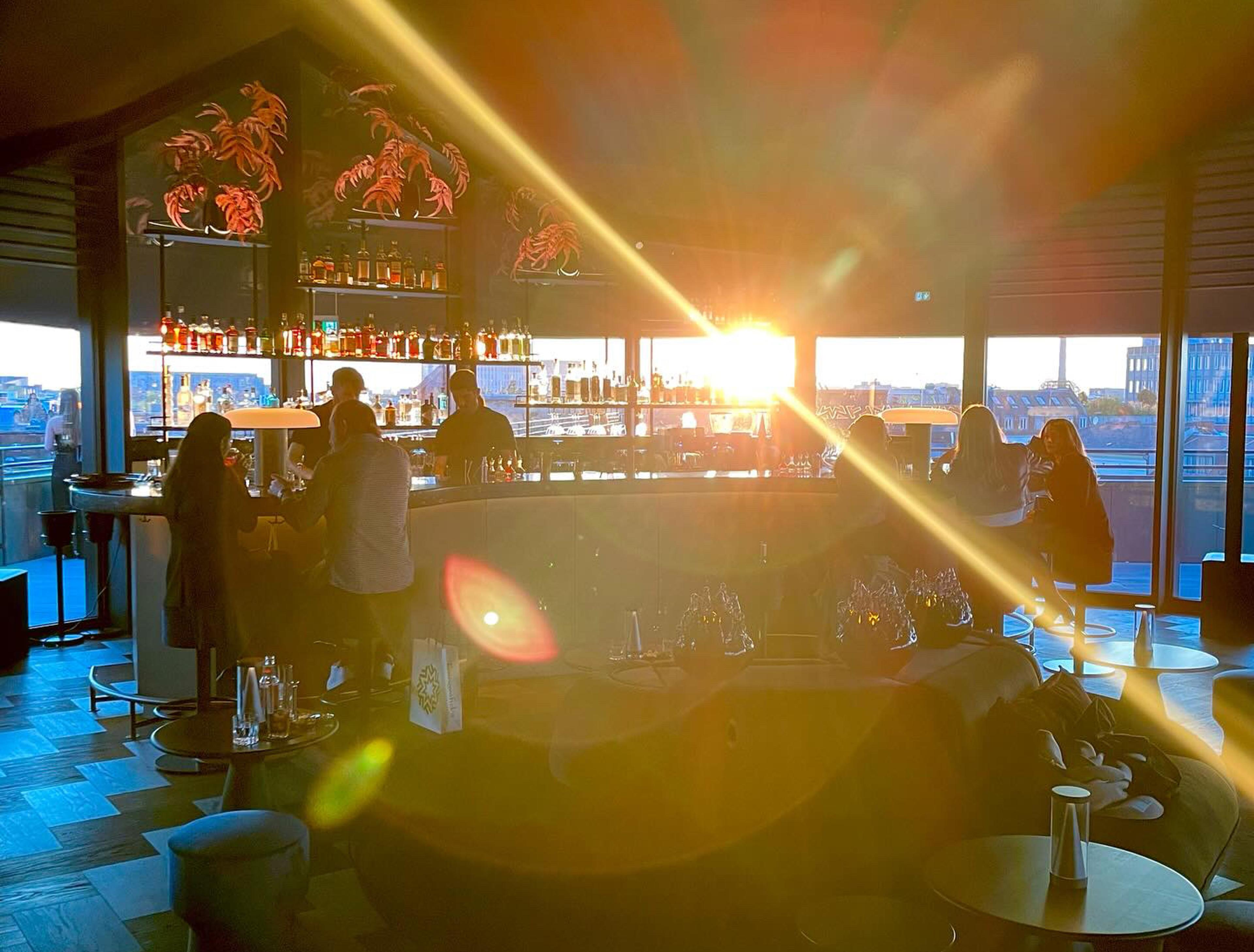 sunshine through the windows of Bar Clara, Rooftop Bar at Fotografiska Berlin