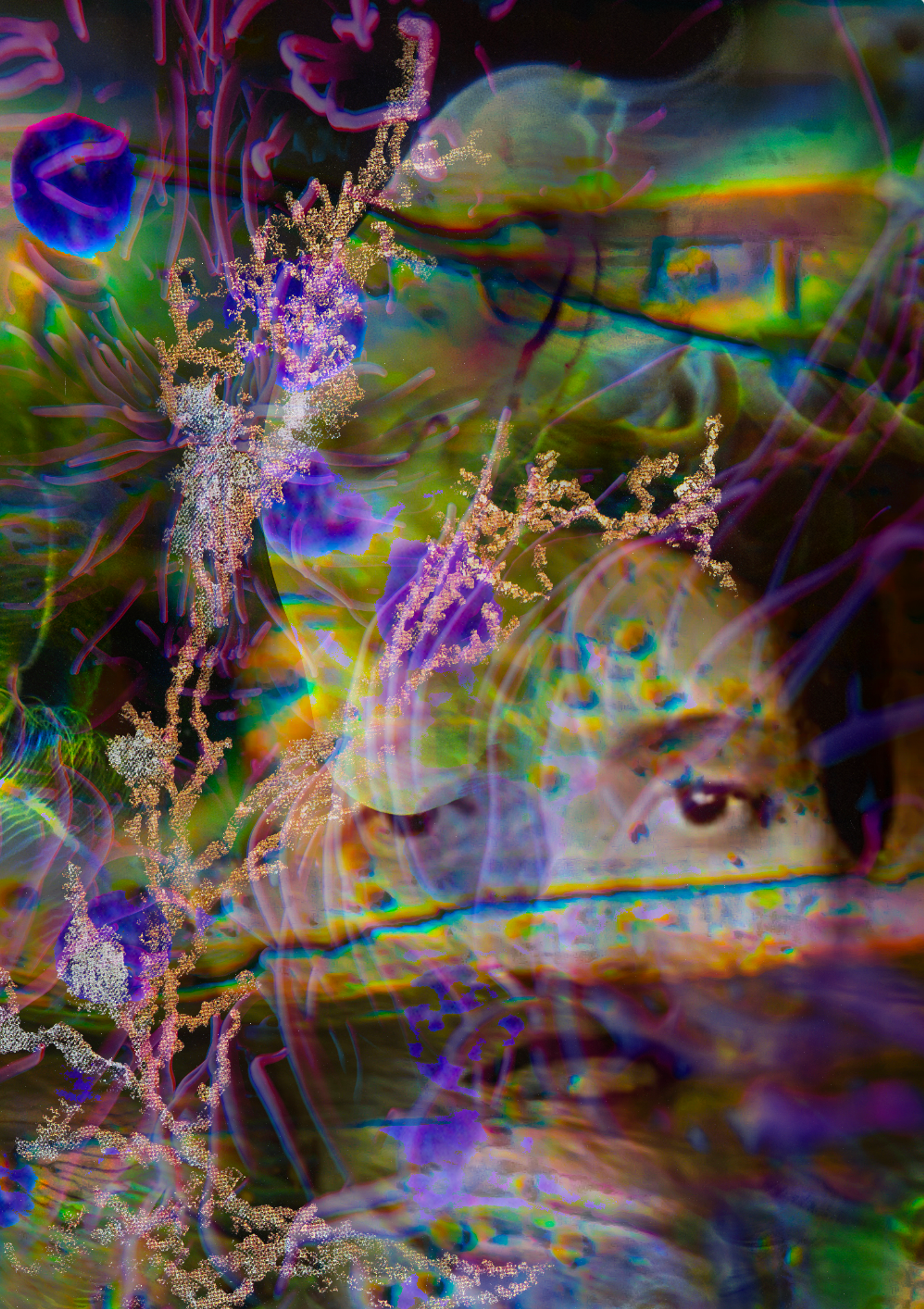 MOLECULAR GENEALOGIES, 2023, photomontage 3D, ADAGP, Paris, 2023 © Josèfa Ntjam, NiCOLETTi, London