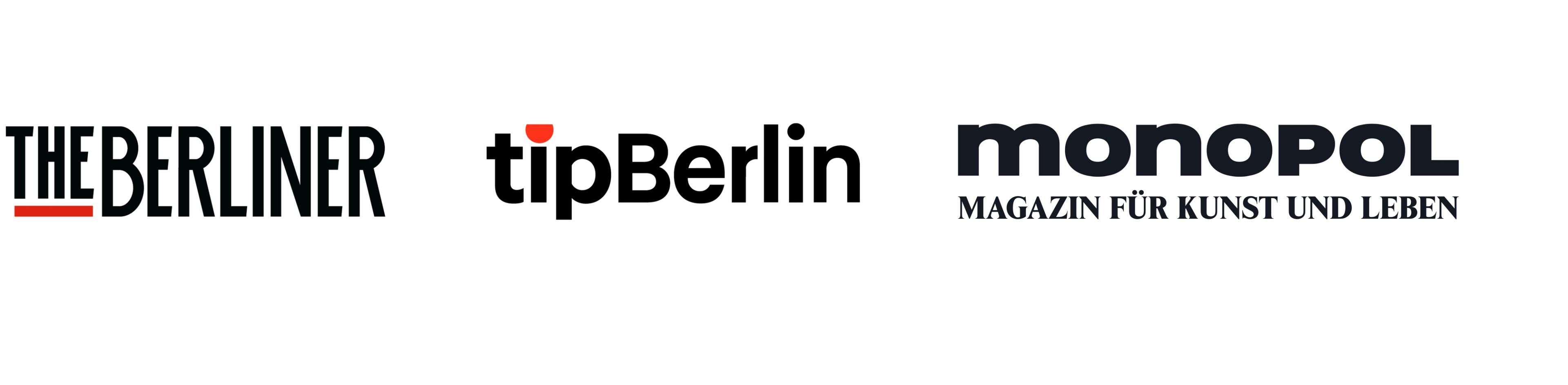 Logos of The Berliner, tip Berlin and monopol Magazin