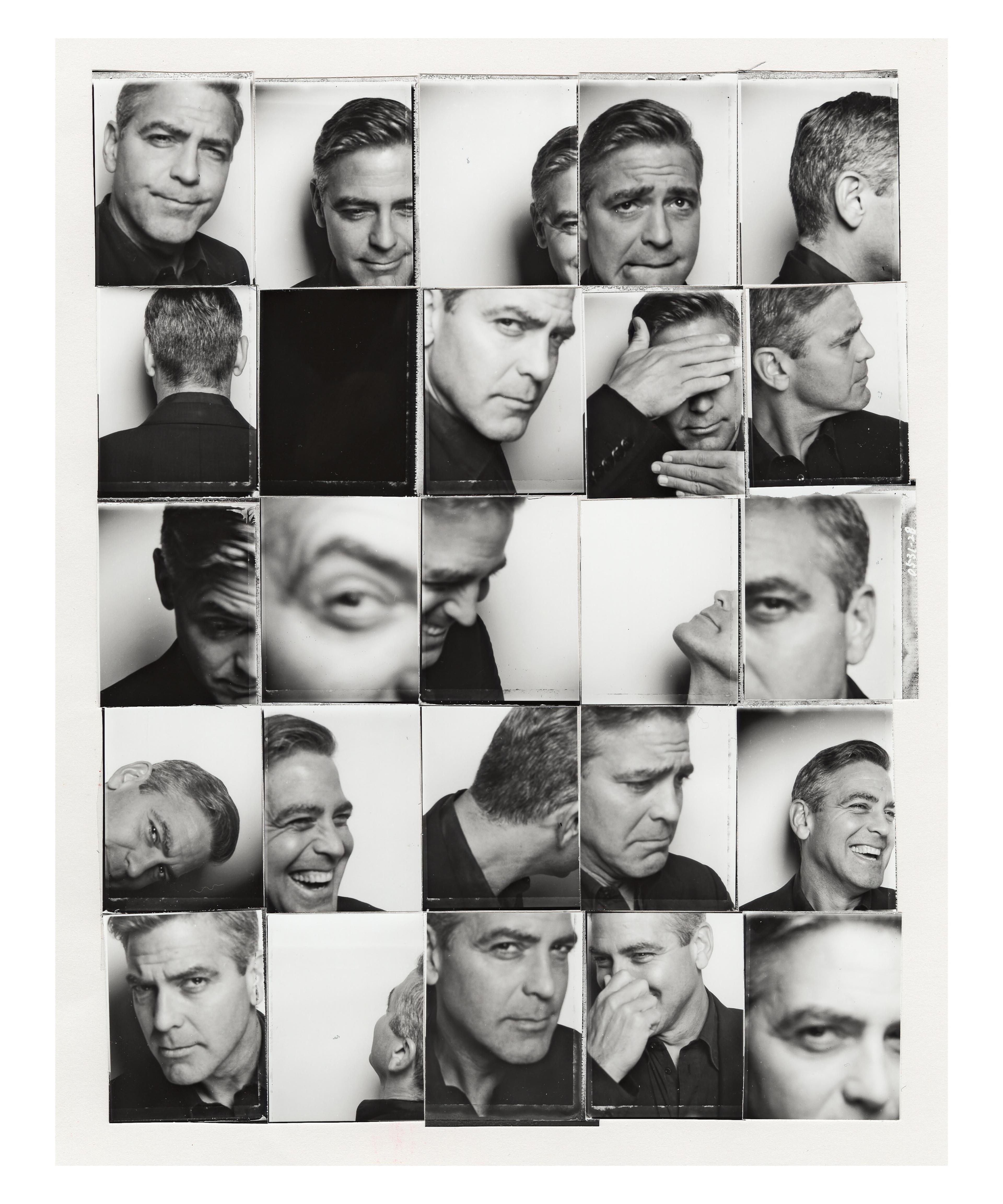 Eine Collage von George Clooney.