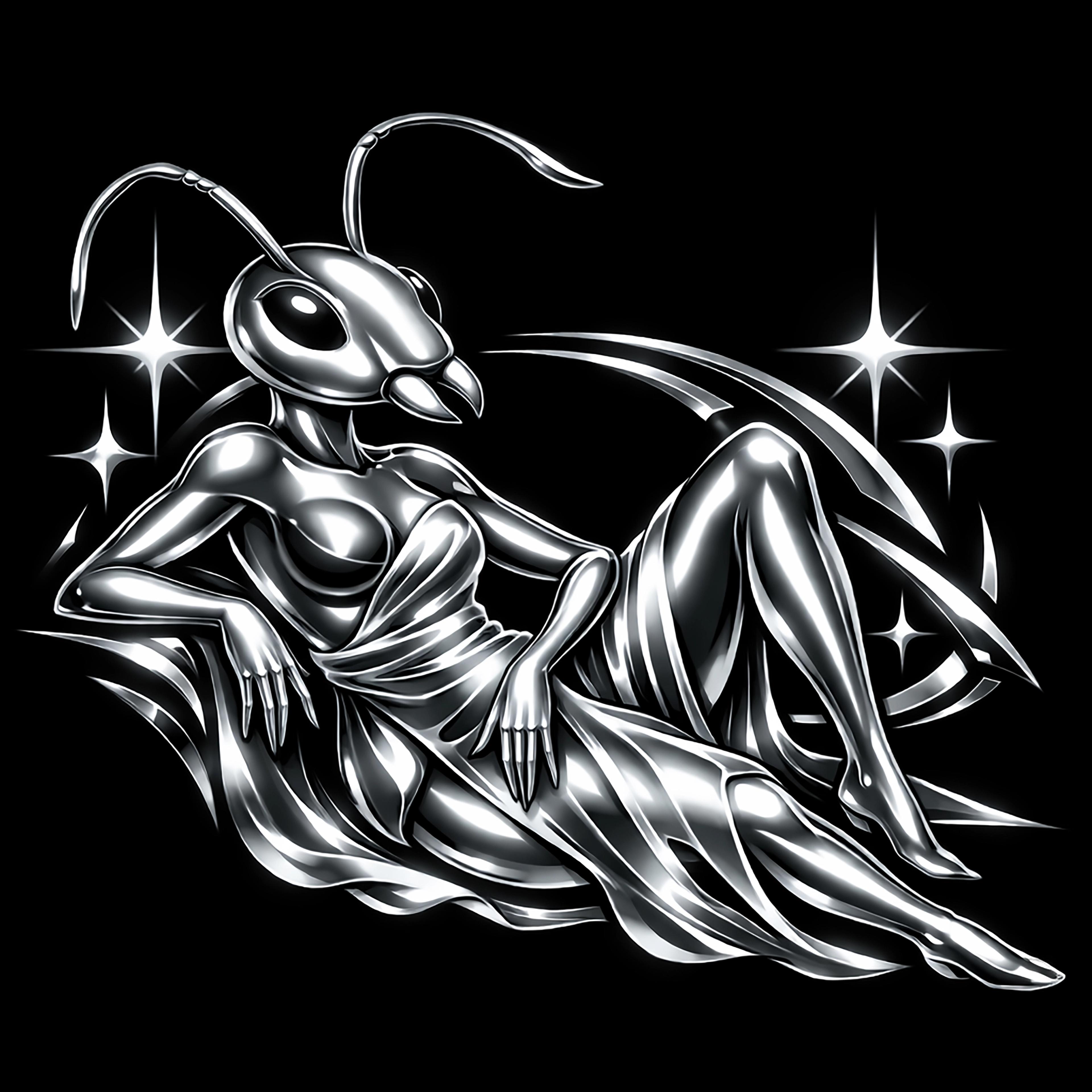 Stylized drawing depicting an ant in form of a woman