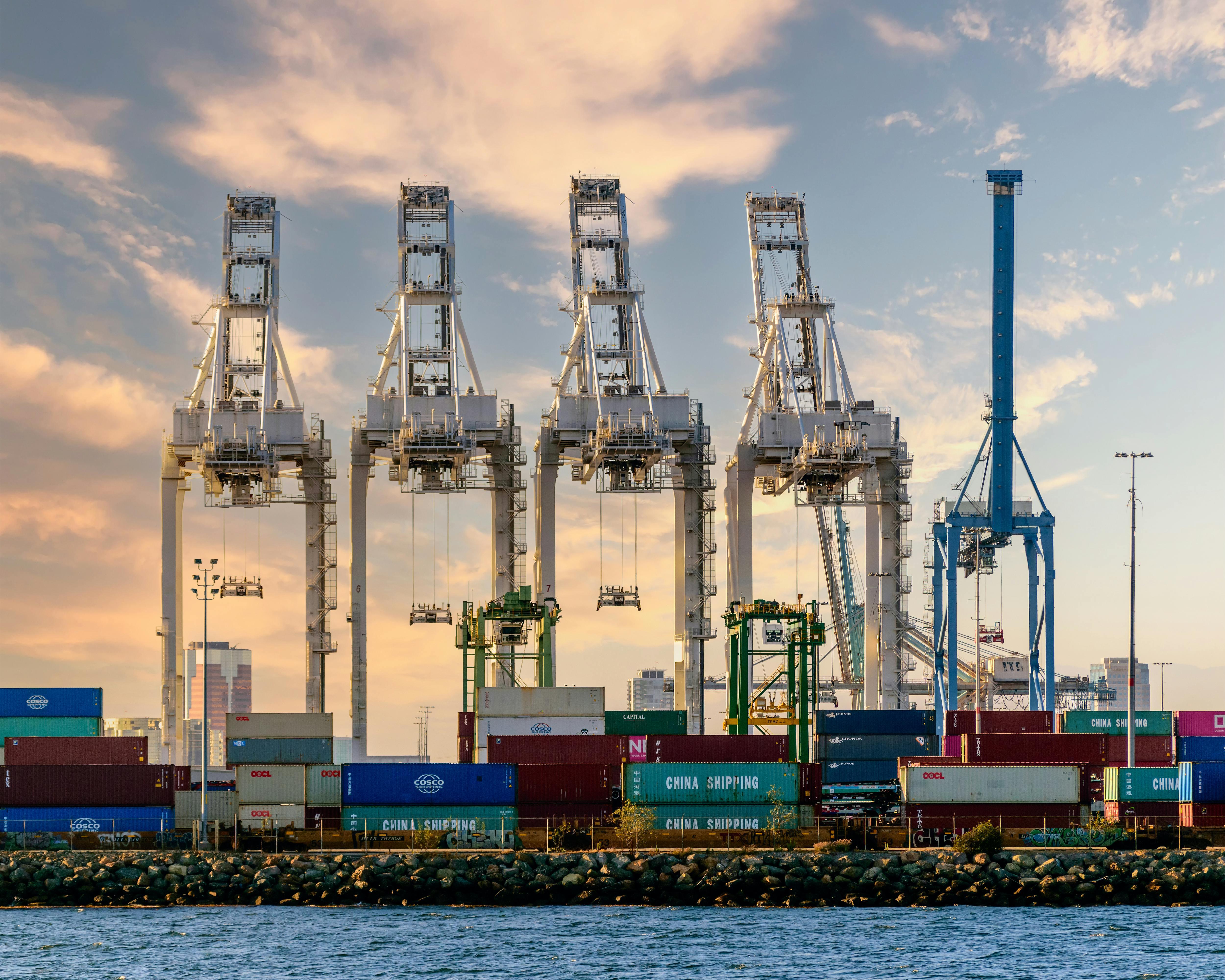 Cranes and Shipping Containers in Docks
