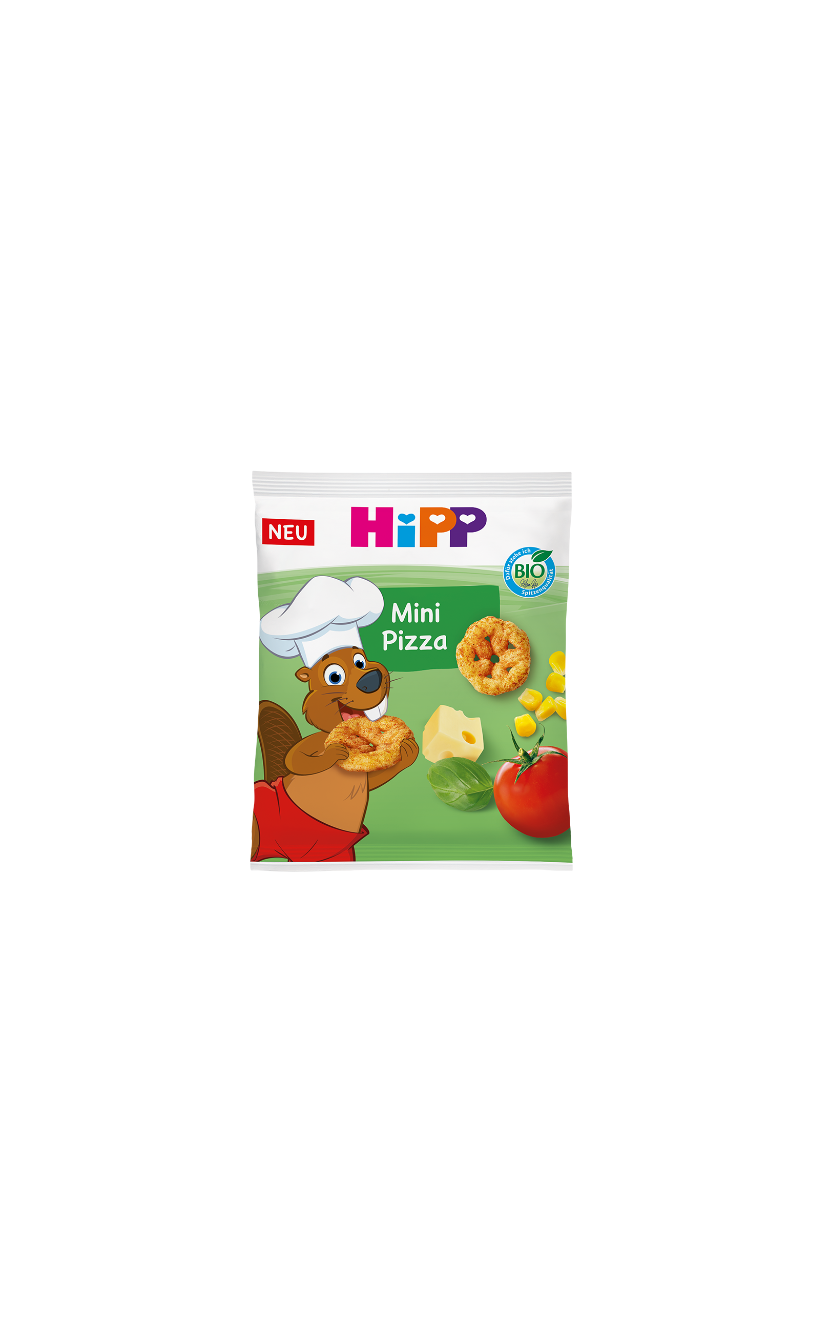 HiPP Bio Mini Pizza mit Tomate, Käse und Basilikum in grüner 25-g-Packung