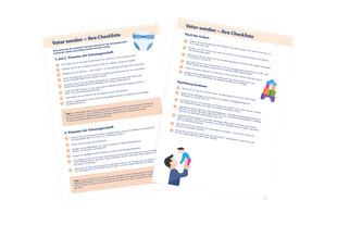 Zwei Checklisten mit den Titeln "Vater wenden - Ihre Checkliste" und "Vater wenden - Ihre Checkliste", die Vätern einen Leitfaden an die Hand geben.