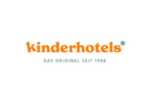 Das Logo von "kinderhotels.com", das die Herkunft "DAS ORIGINAL SEIT 1988" betont.