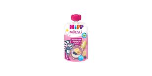 HiPP Bio Müesli Quetschbeutel Heidelbeere Banane in Apfel mit Joghurt, 120 g, auf weißem Hintergrund