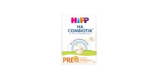 HiPP PRE HA Combiotik Portionsbeutel 22g, hypoallergene Anfangsnahrung im weißen Beutel mit grünem Design und Babybär
