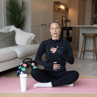 Mum practicing yoga