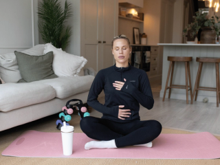 Mum practicing yoga